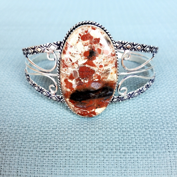 New Jasper 925 Silver Cuff Bracelet. - Picture 10 of 15